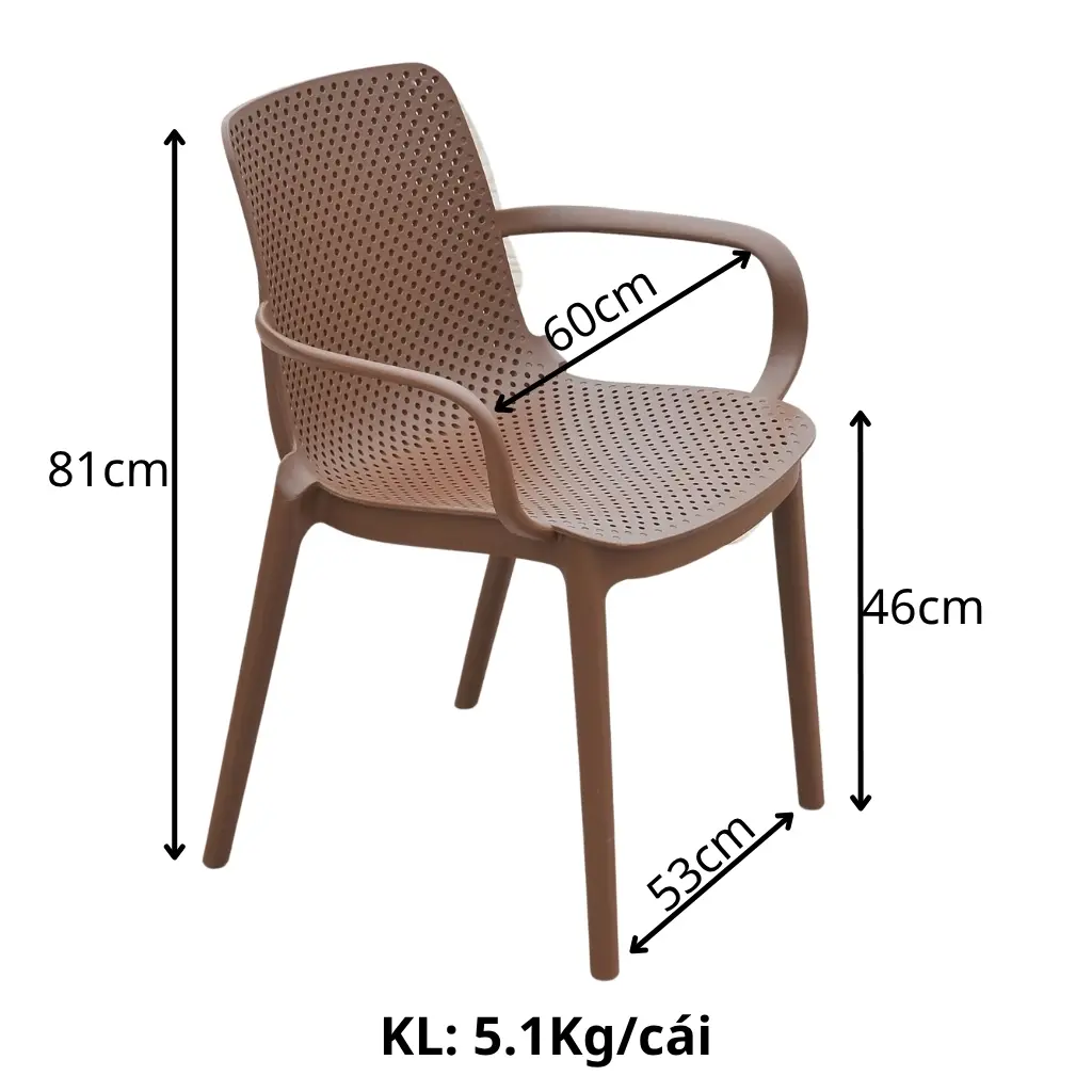 Kích thước ghế đúc moon có tay TM22